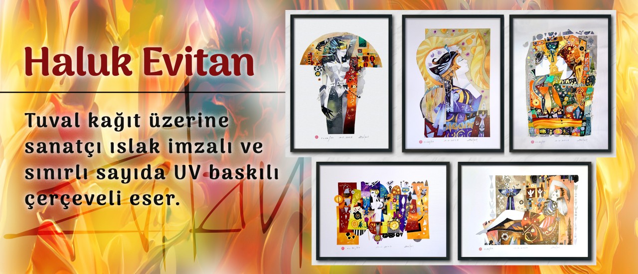 Tuval kağıt üzerine sanatçı ıslak imzalı ve sınırlı sayıda UV baskılı çerçeveli eser.